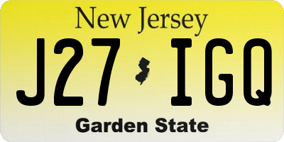 NJ license plate J27IGQ