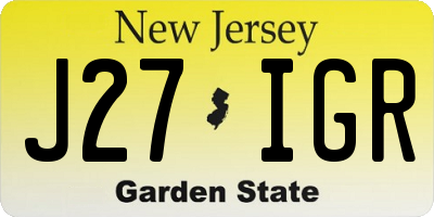 NJ license plate J27IGR