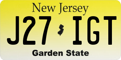 NJ license plate J27IGT
