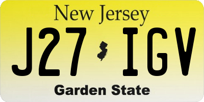 NJ license plate J27IGV