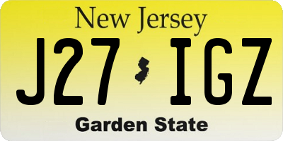 NJ license plate J27IGZ