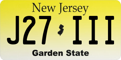 NJ license plate J27III