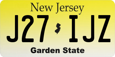 NJ license plate J27IJZ