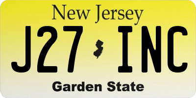 NJ license plate J27INC