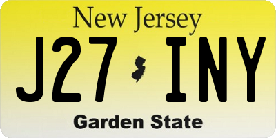 NJ license plate J27INY