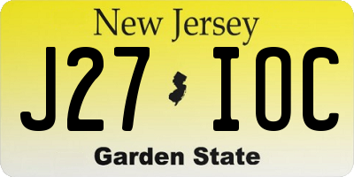 NJ license plate J27IOC