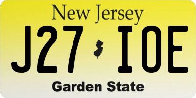NJ license plate J27IOE