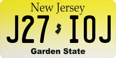 NJ license plate J27IOJ