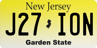 NJ license plate J27ION