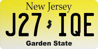 NJ license plate J27IQE