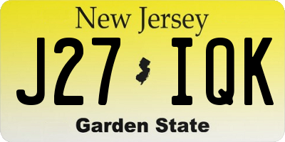 NJ license plate J27IQK