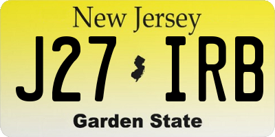 NJ license plate J27IRB