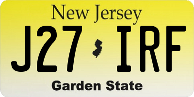 NJ license plate J27IRF