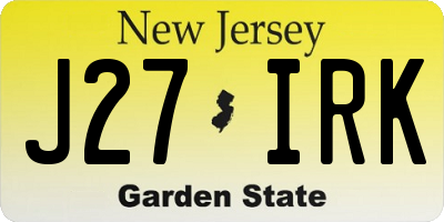 NJ license plate J27IRK