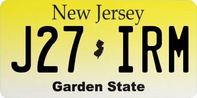 NJ license plate J27IRM