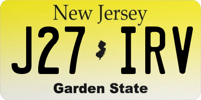 NJ license plate J27IRV