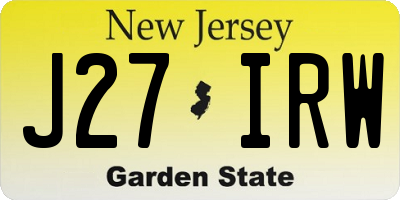NJ license plate J27IRW
