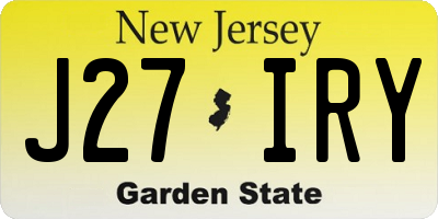 NJ license plate J27IRY