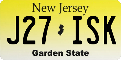 NJ license plate J27ISK