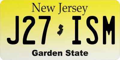 NJ license plate J27ISM