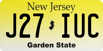 NJ license plate J27IUC