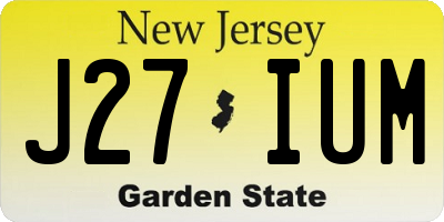 NJ license plate J27IUM