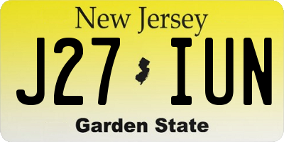 NJ license plate J27IUN