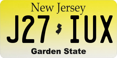 NJ license plate J27IUX
