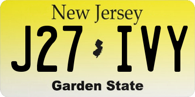NJ license plate J27IVY