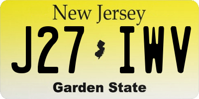NJ license plate J27IWV