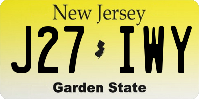 NJ license plate J27IWY