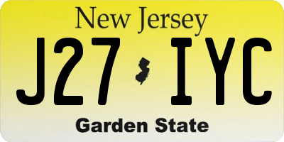 NJ license plate J27IYC