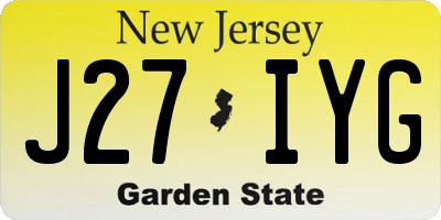 NJ license plate J27IYG