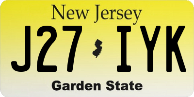NJ license plate J27IYK