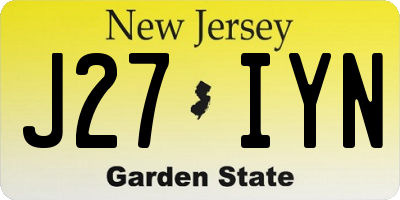 NJ license plate J27IYN