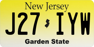 NJ license plate J27IYW