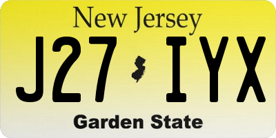 NJ license plate J27IYX