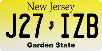 NJ license plate J27IZB