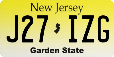 NJ license plate J27IZG
