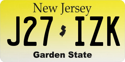 NJ license plate J27IZK