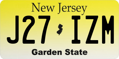 NJ license plate J27IZM