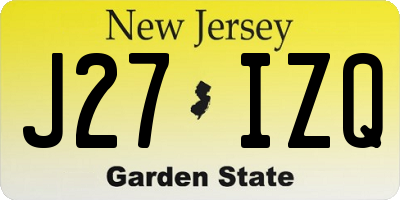 NJ license plate J27IZQ