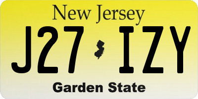 NJ license plate J27IZY