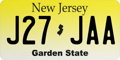 NJ license plate J27JAA