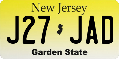 NJ license plate J27JAD