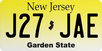 NJ license plate J27JAE