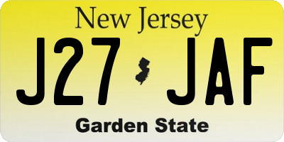 NJ license plate J27JAF