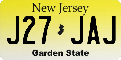 NJ license plate J27JAJ