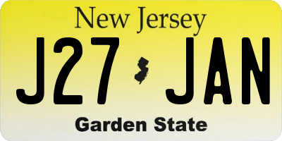 NJ license plate J27JAN