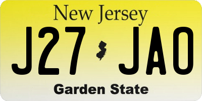 NJ license plate J27JAO